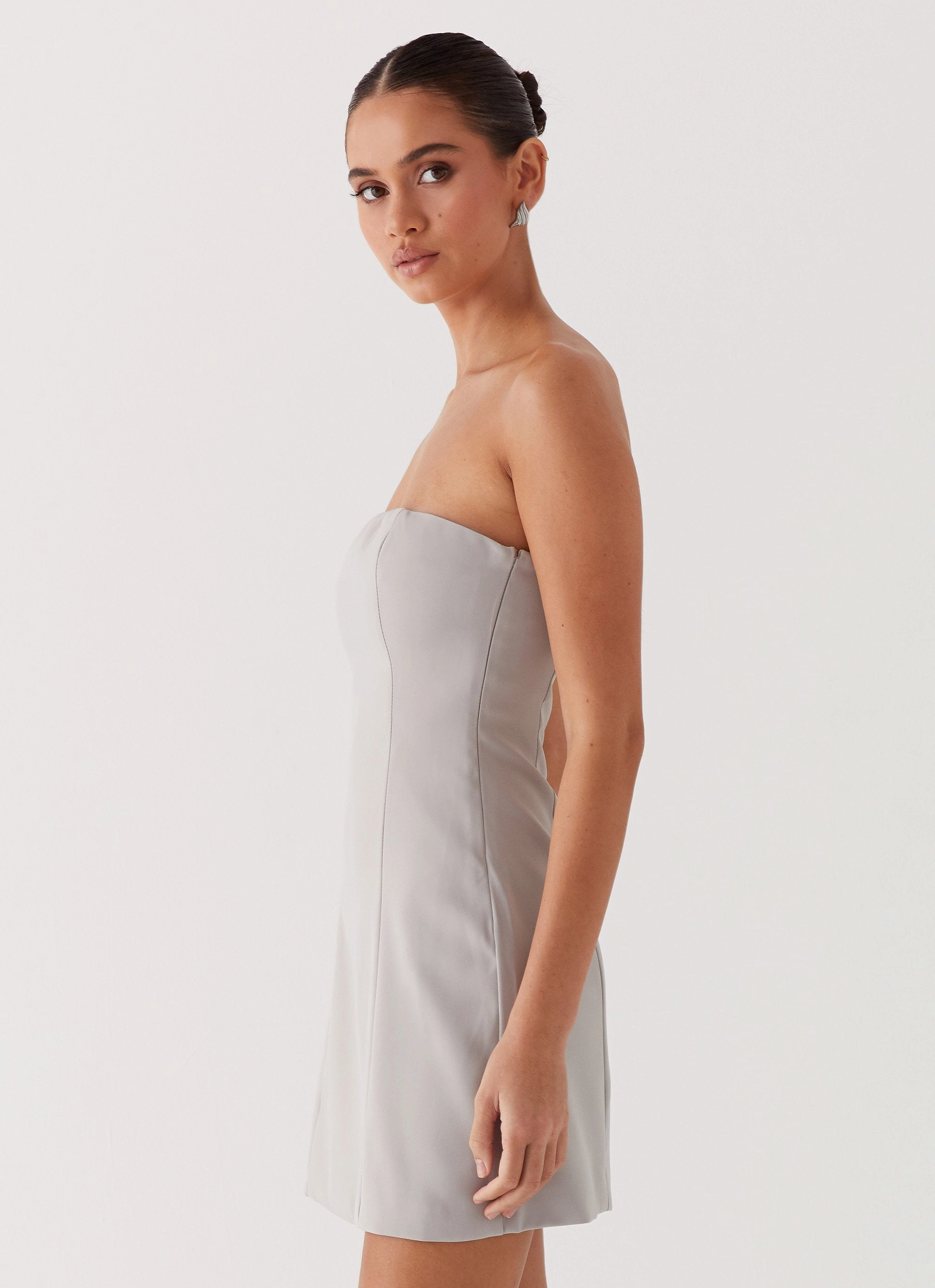 Ayanna Strapless Mini Dress - Grey Natural Silhouette