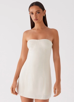 Simple formal dress Fresh Texture Do It That Way Linen Mini Dress - Ivory