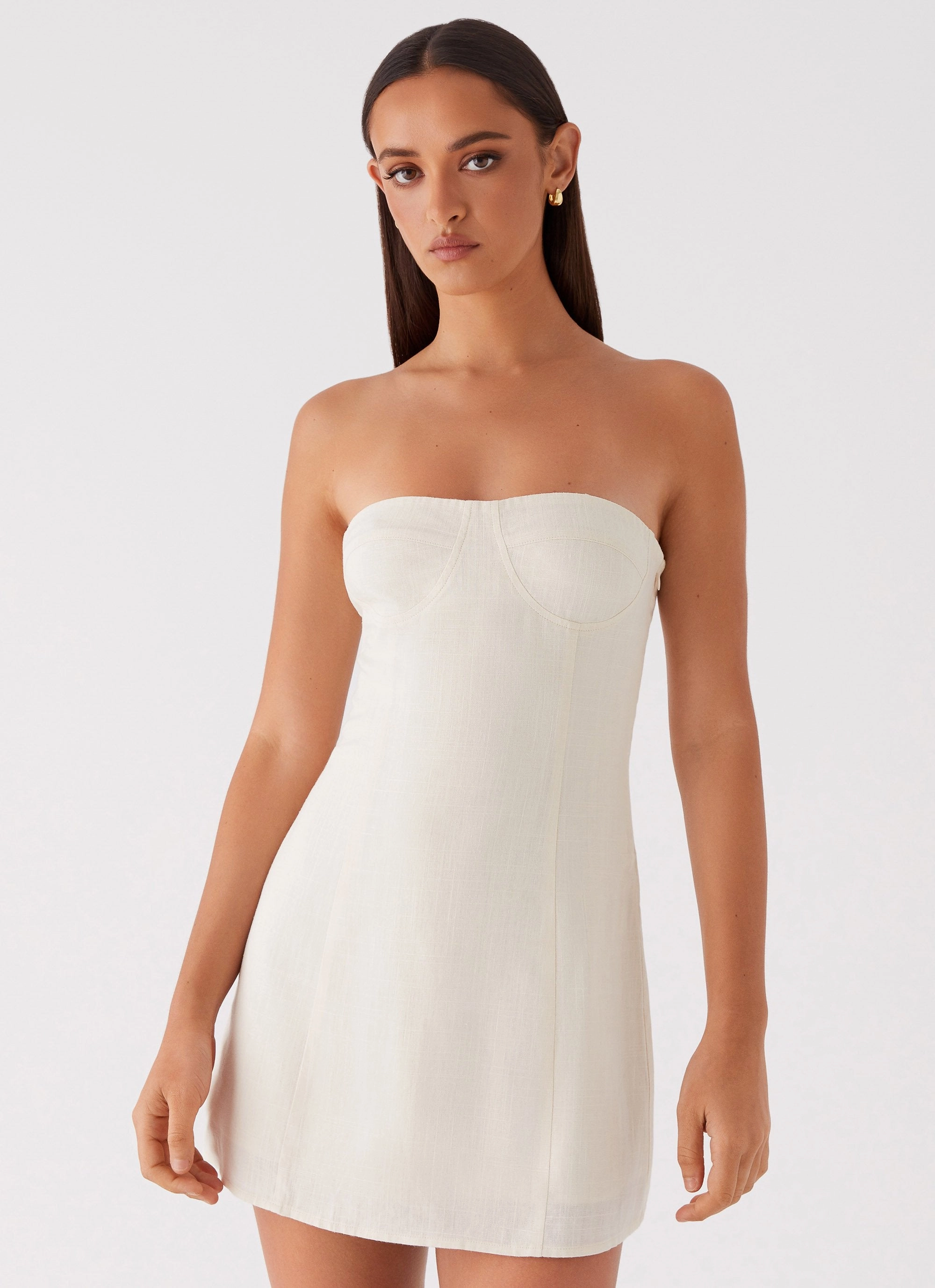 Simple formal dress Fresh Texture Do It That Way Linen Mini Dress - Ivory