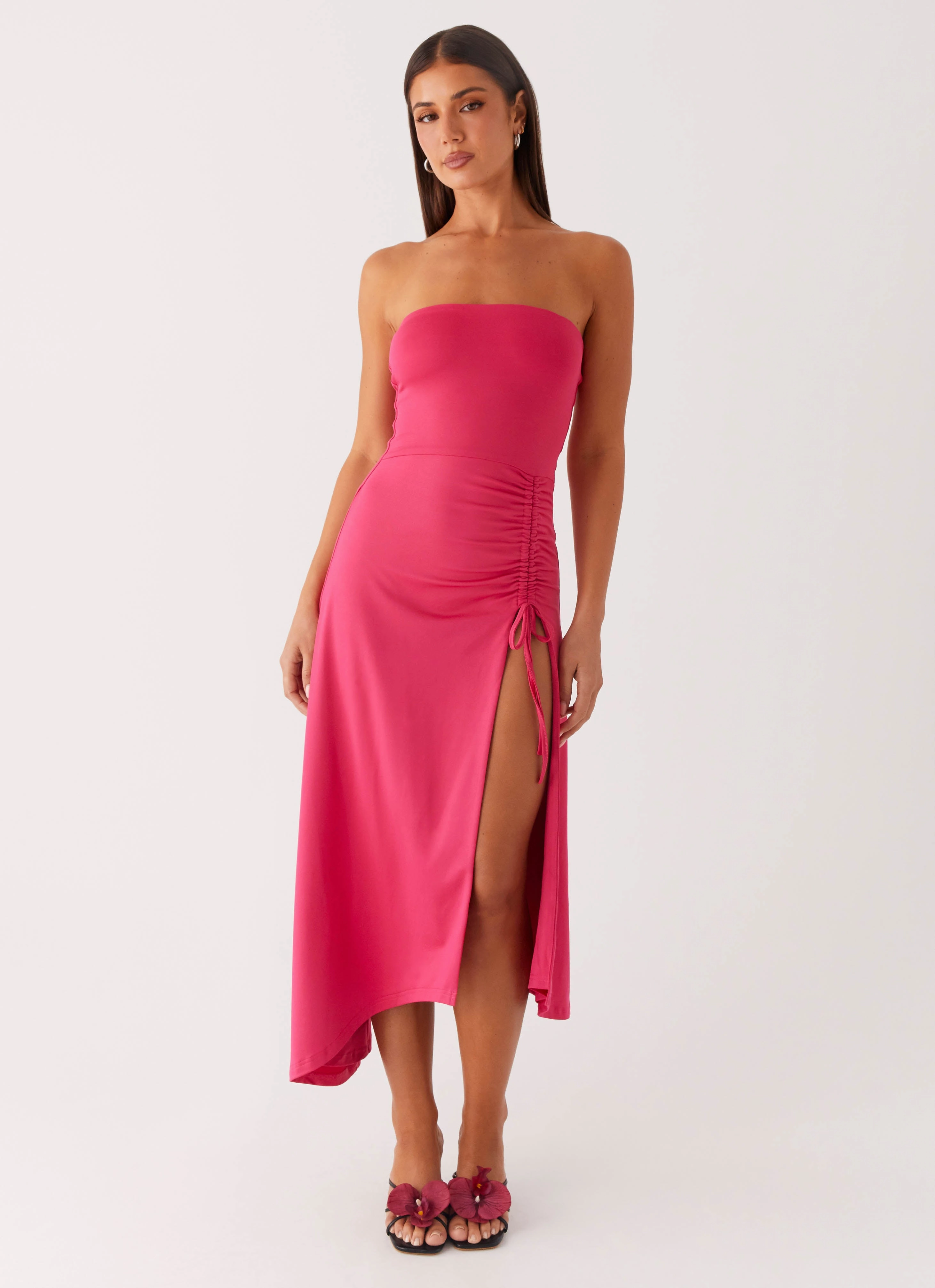 Laoise Midi Dress - Hot Pink Lounge Texture