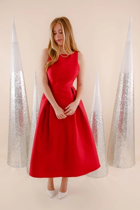 Cinched-Waist Joyful Times Midi Dress
