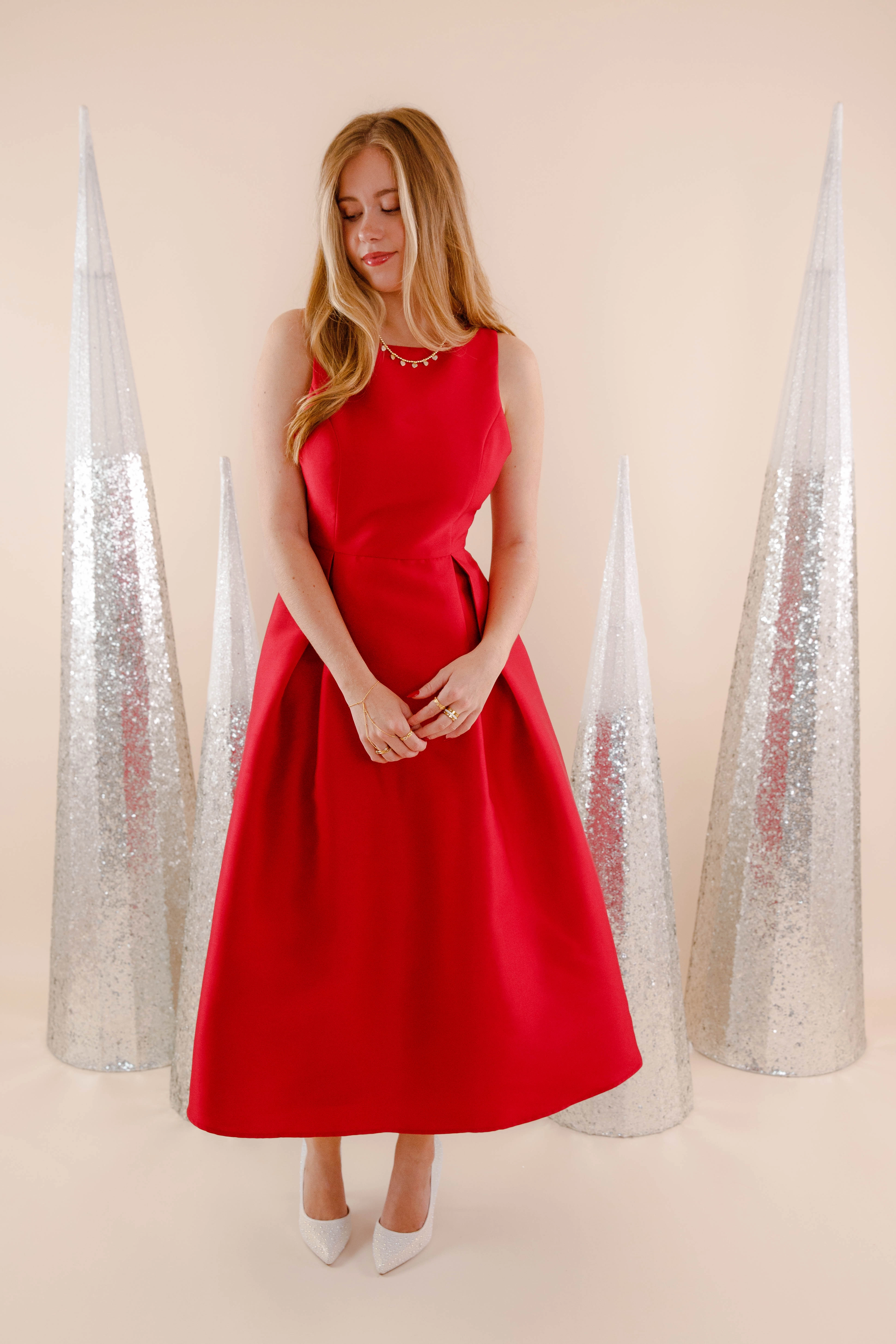 Cinched-Waist Joyful Times Midi Dress