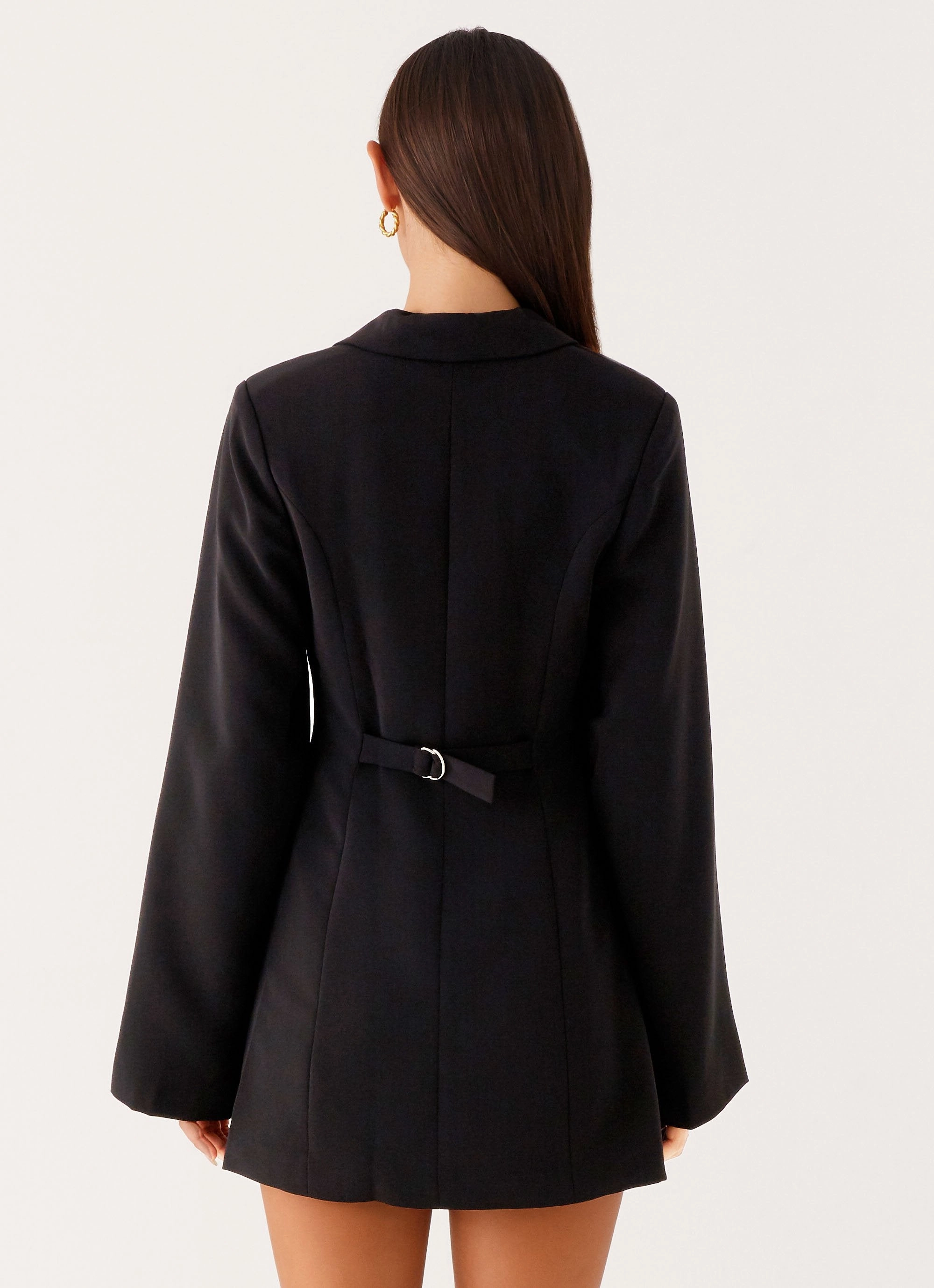 Multi Season Slim Shape Albi Fitted Blazer Mini Dress - Black