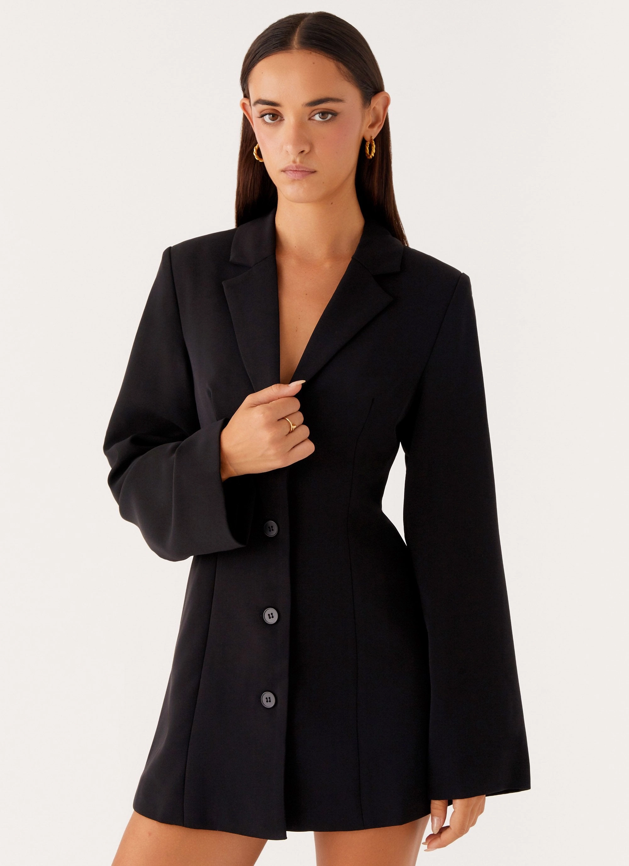 Neutral Tones Relax Tones Albi Fitted Blazer Mini Dress - Black