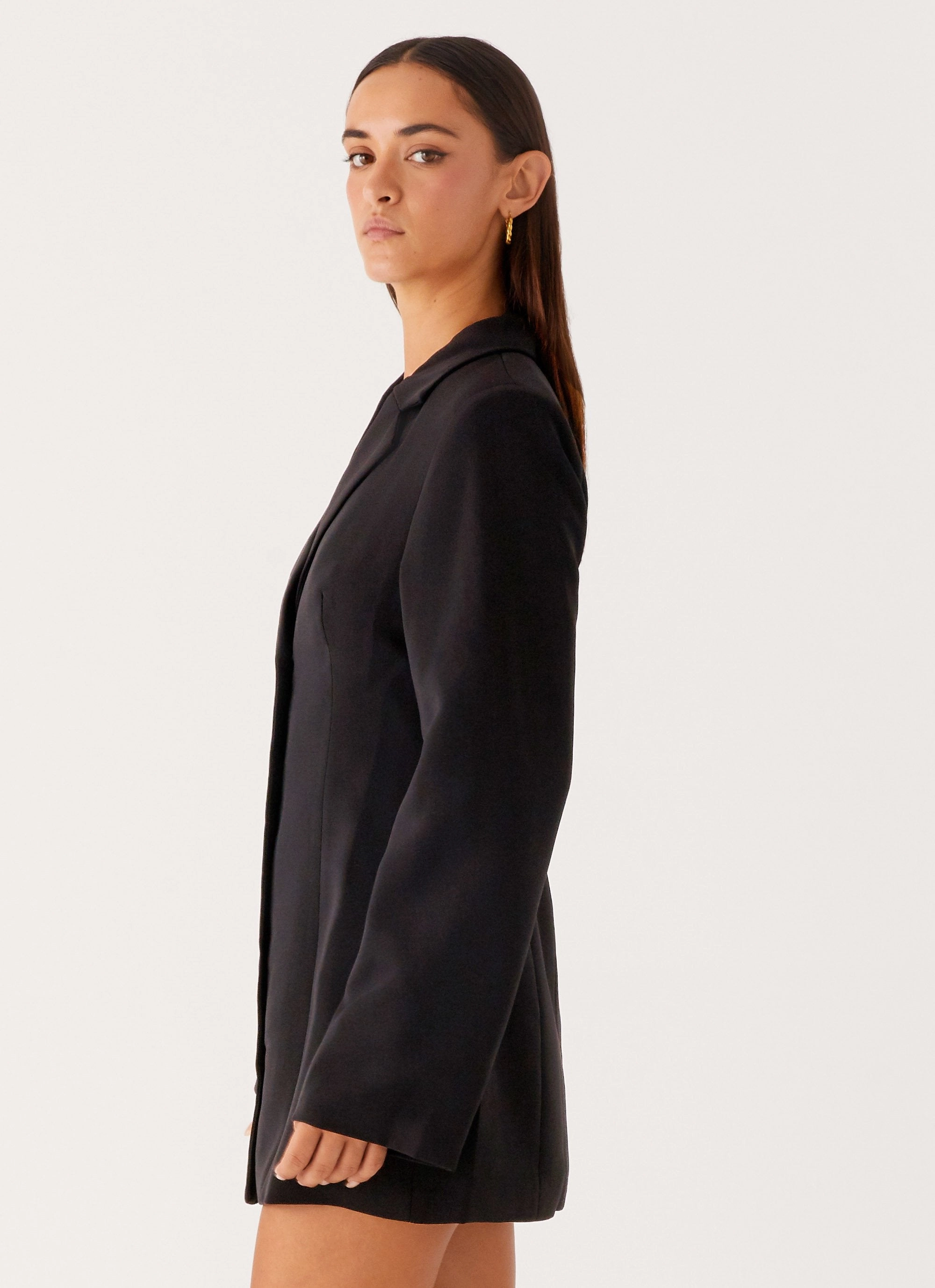 Albi Fitted Blazer Mini Dress - Black Petite-Size All Season