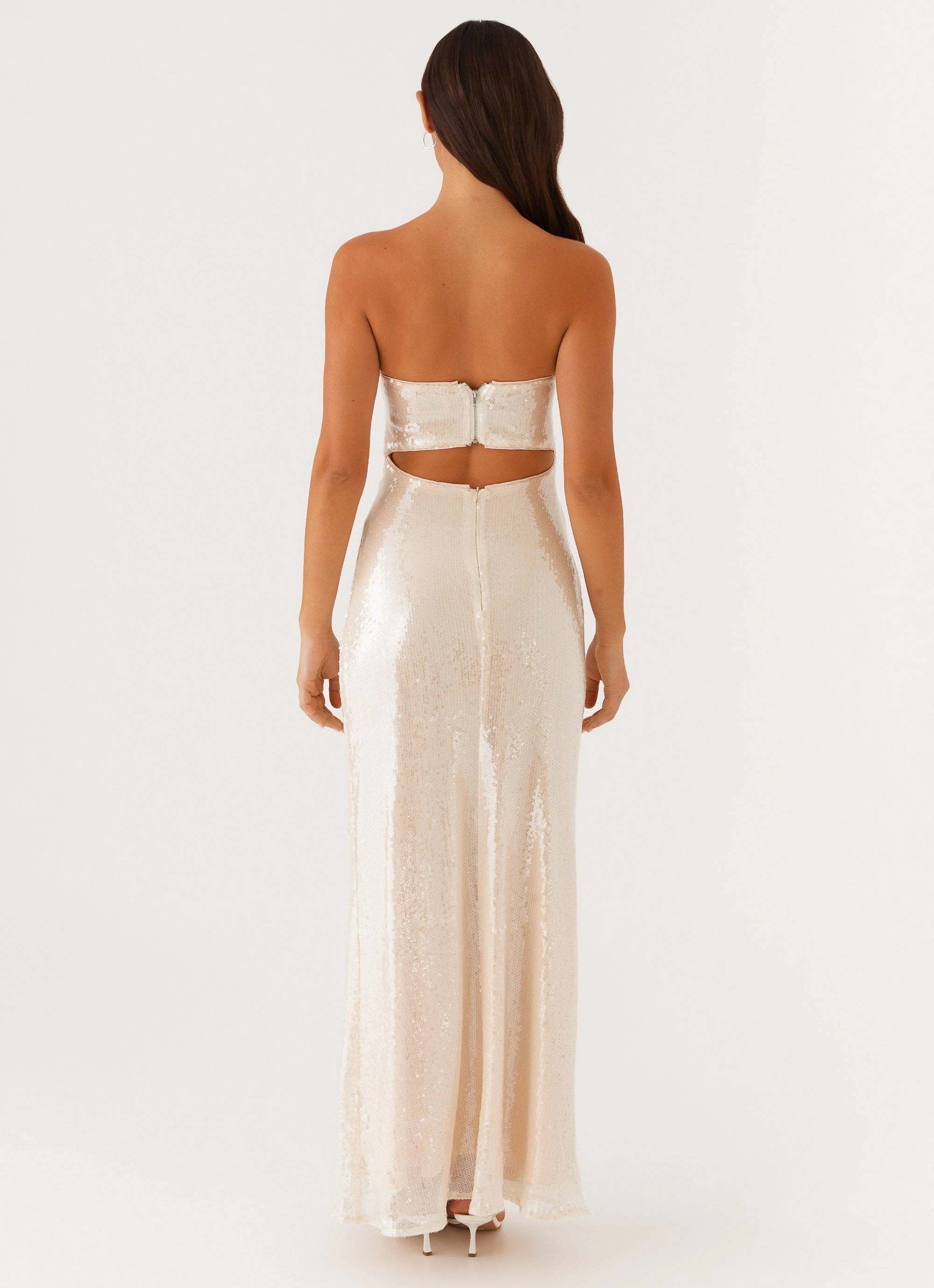 Tianna Strapless Sequin Maxi Dress - Ivory Wrap style