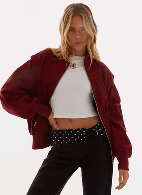Eco Dye Process Soft Shell Material Alabama Bomber Jacket - Red