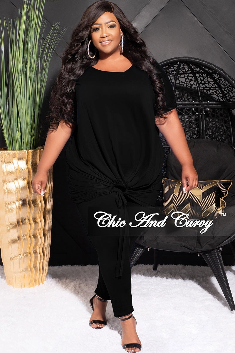 Final Sale Plus Size 2pc Set in Black Reinforced Knees