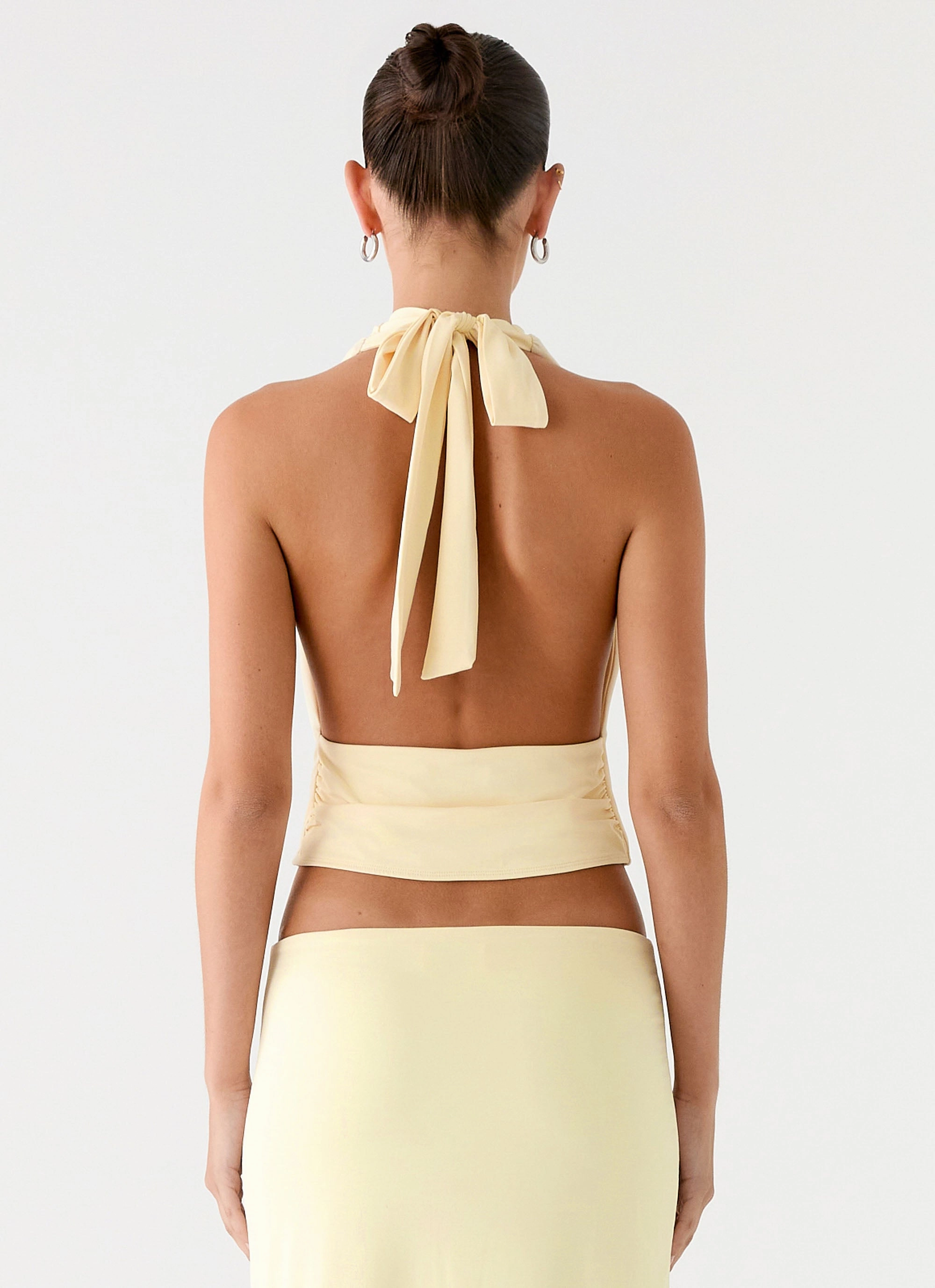 Ashi Cowl Top - Yellow Versatile Layering Tencel Cotton Hybrid Weave