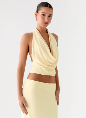 Ashi Cowl Top - Yellow WrinkleResistant