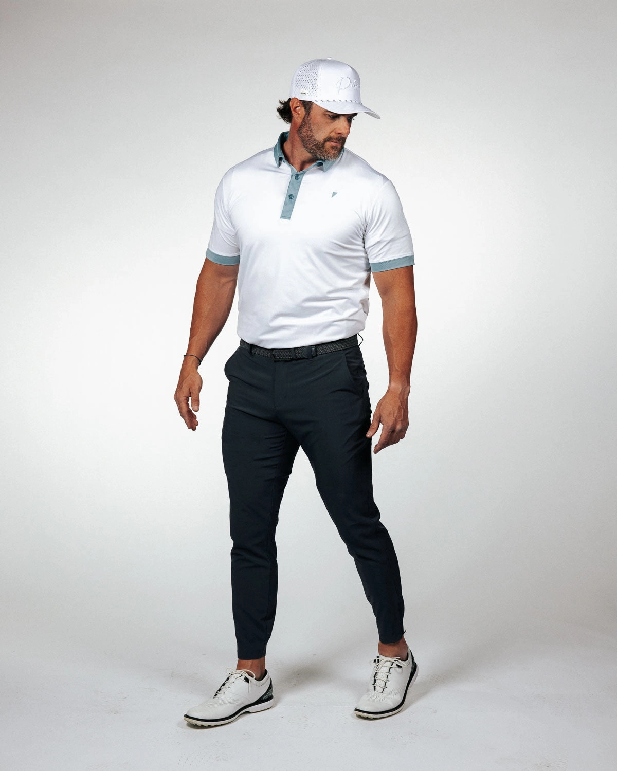 Anti Pilling Treatment White/Storm Blue Two Tone Classic Polo