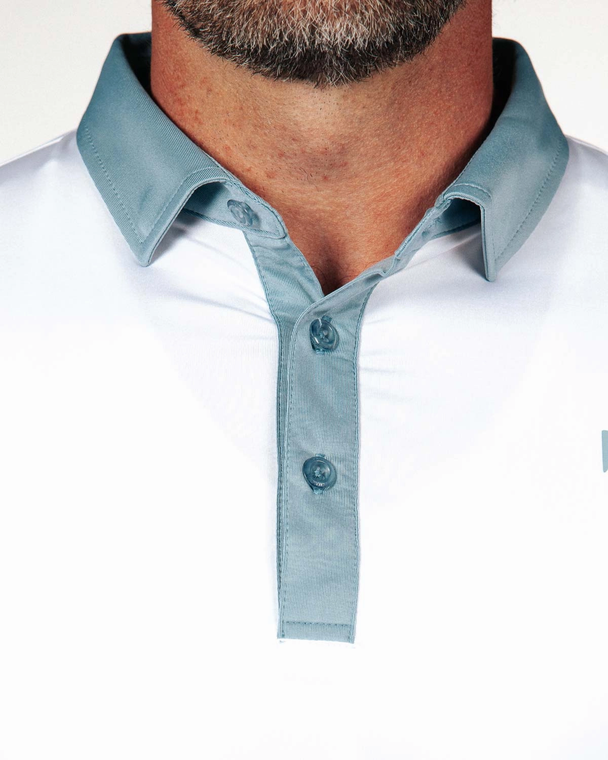 Non Iron Fabric White/Storm Blue Two Tone Classic Polo