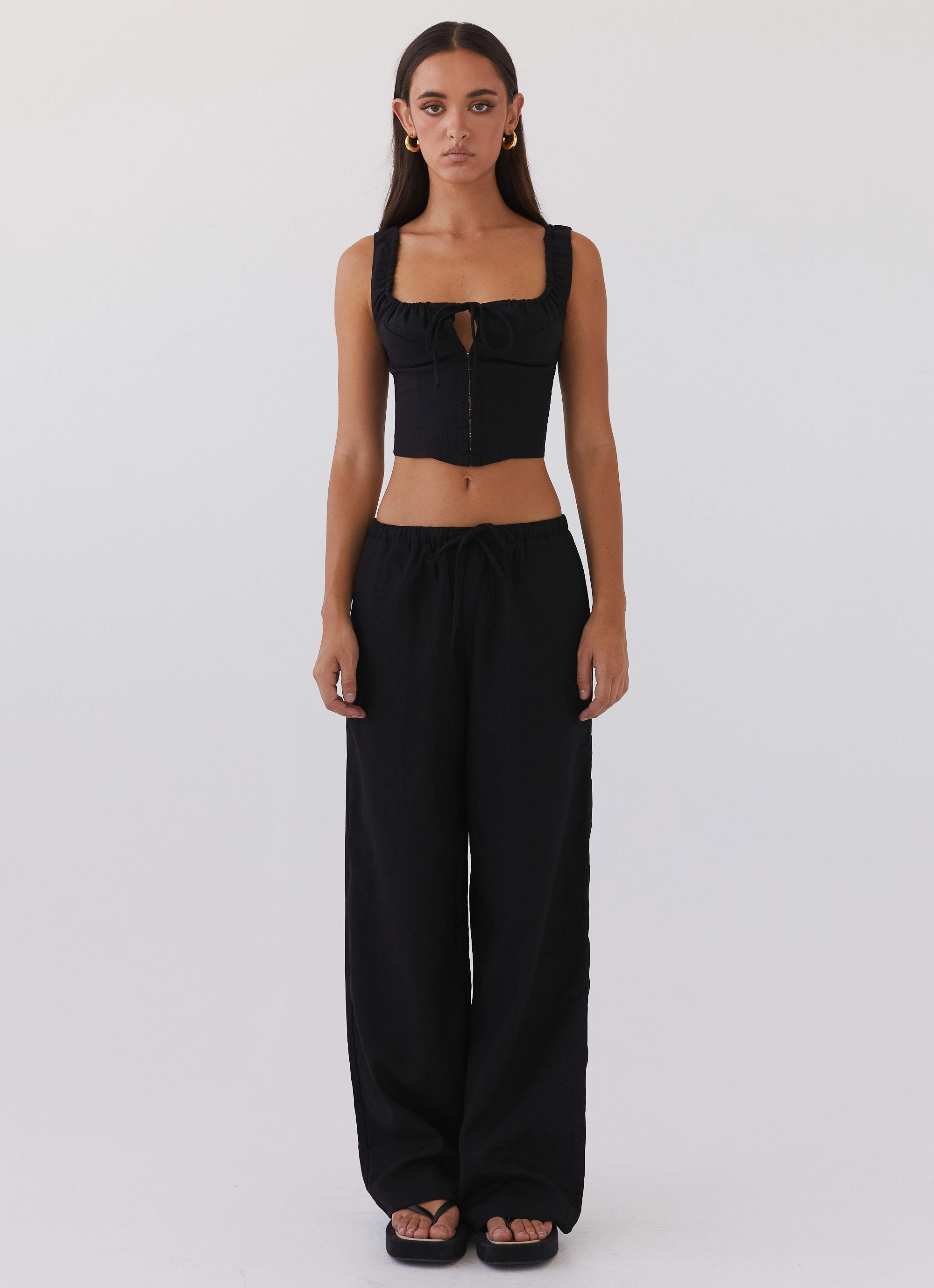 Take Me Away Corset Top - Black Minimalist Silhouette