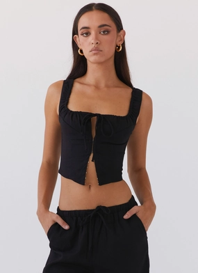 Classic Hoodie Take Me Away Corset Top - Black