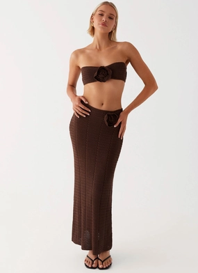 Comfy Wearable UVProtectionCoating Kelcie Rose Crochet Maxi Skirt - Chocolate