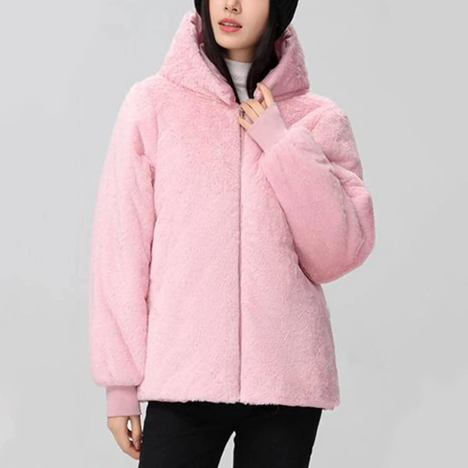 Snow Jackets for Women Winter Warm down Coats Plus Size Fuzzy Hooded Puffer Jackets Outdoor Waterproof Parka Coats