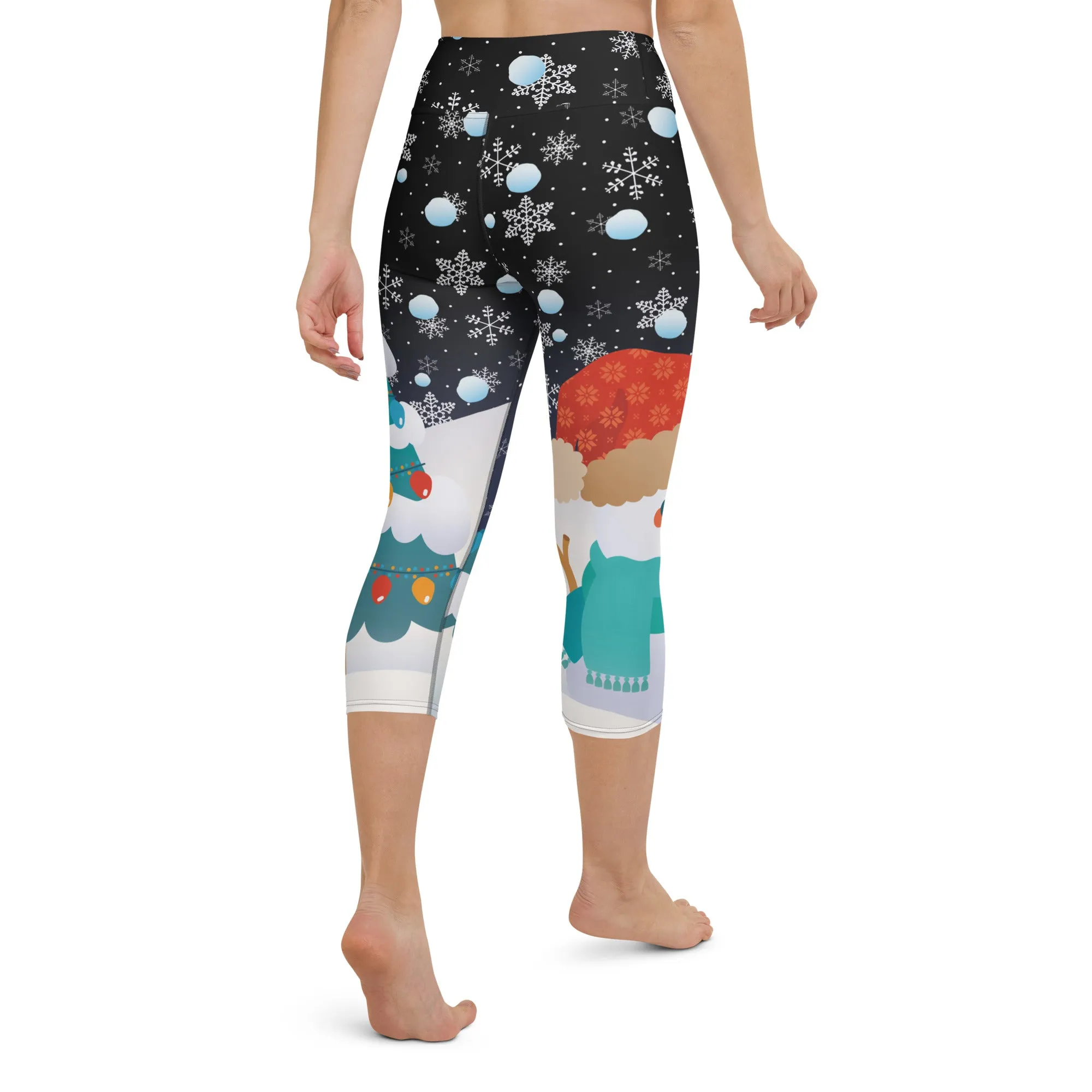 Snowy Christmas Yoga Capris