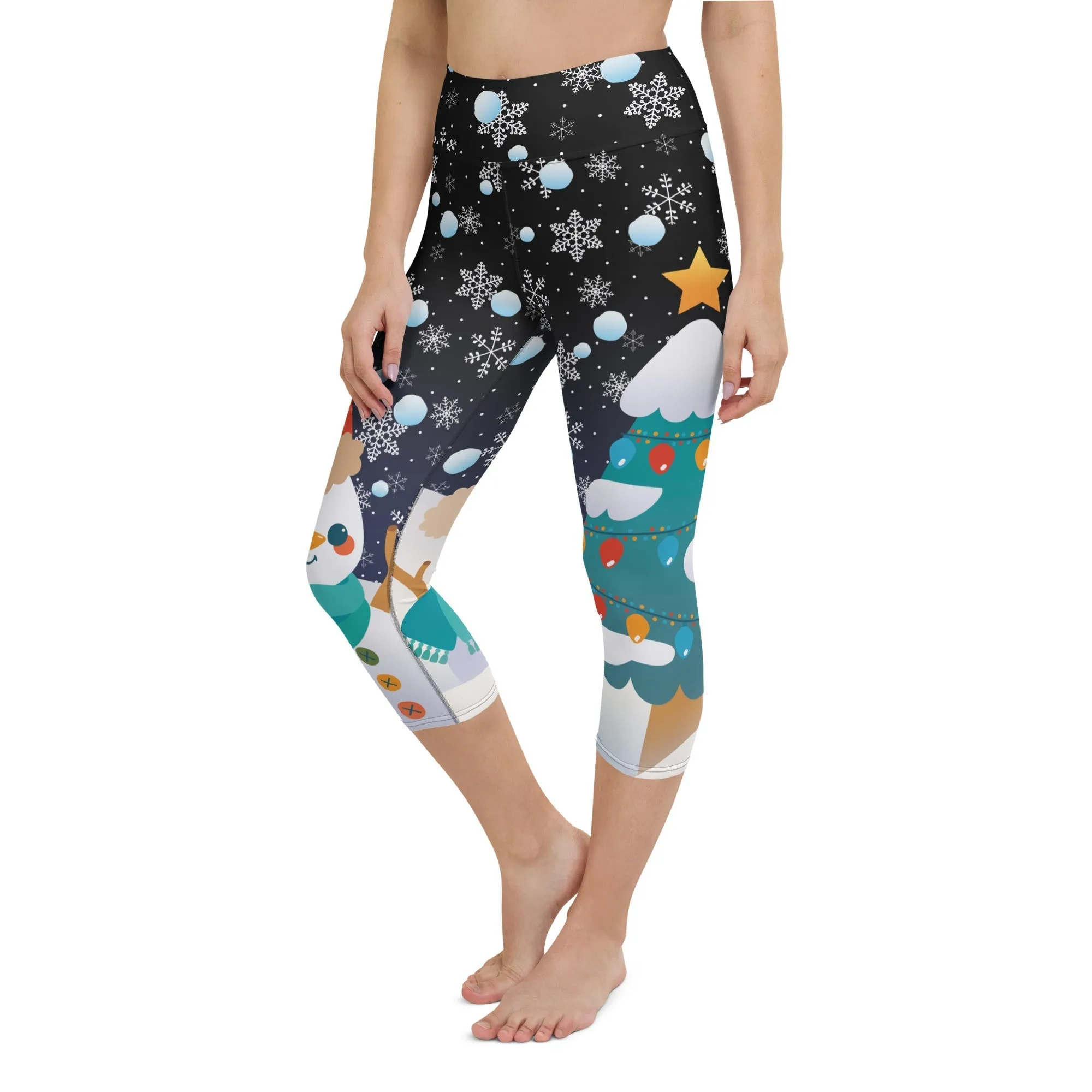Snowy Christmas Yoga Capris