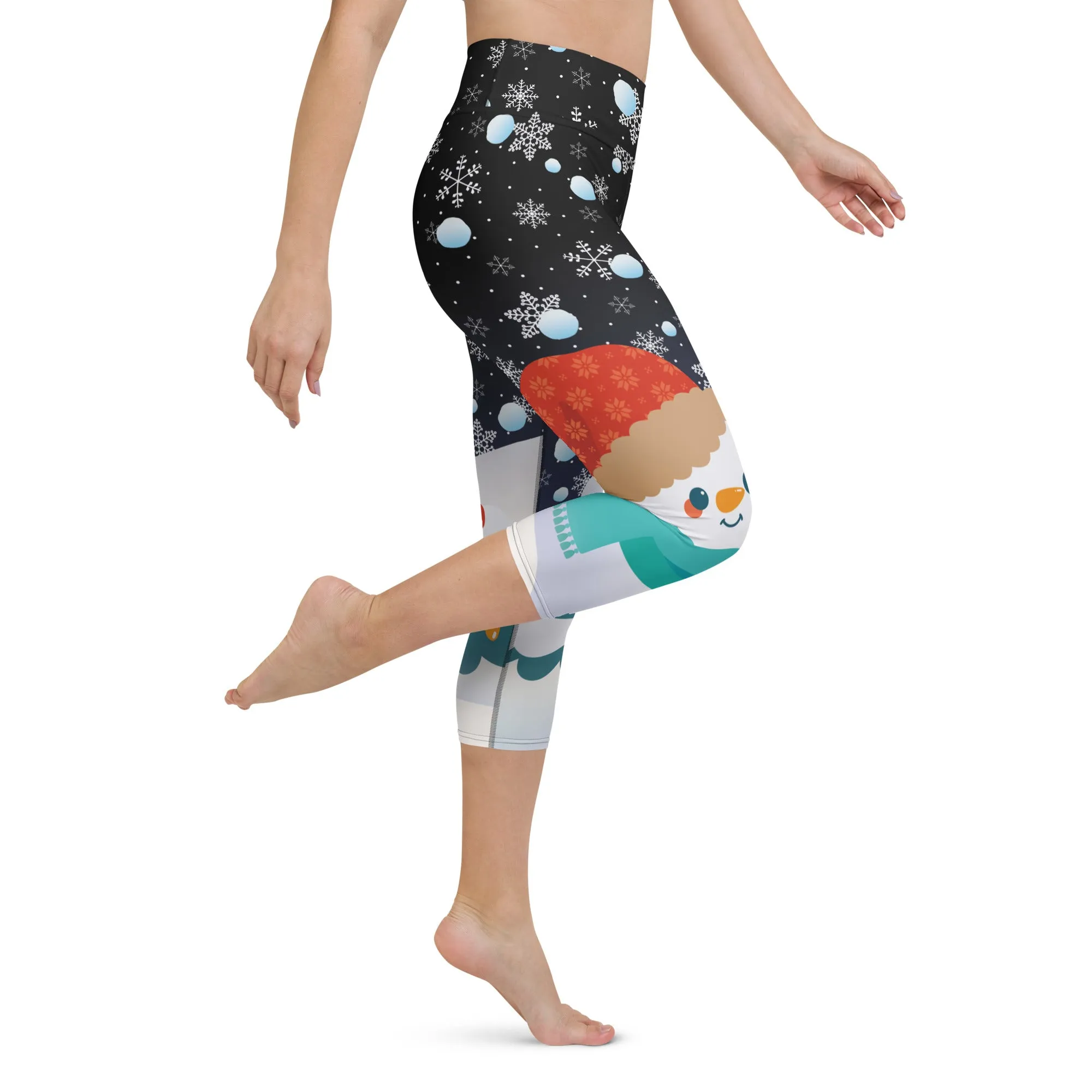 Snowy Christmas Yoga Capris