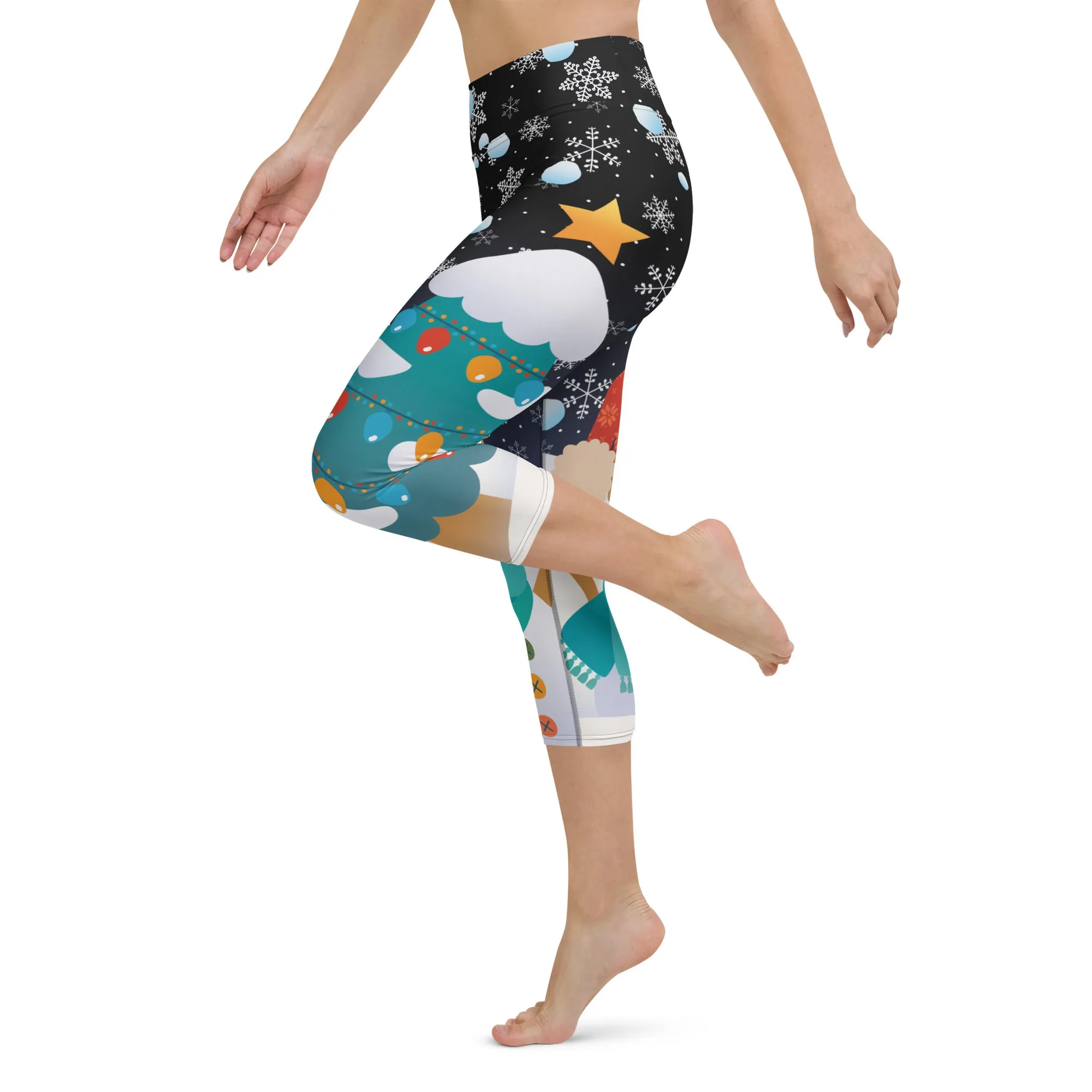 Snowy Christmas Yoga Capris