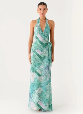 So Chic Maxi Dress - Green Paisley AntiStaticMaterial