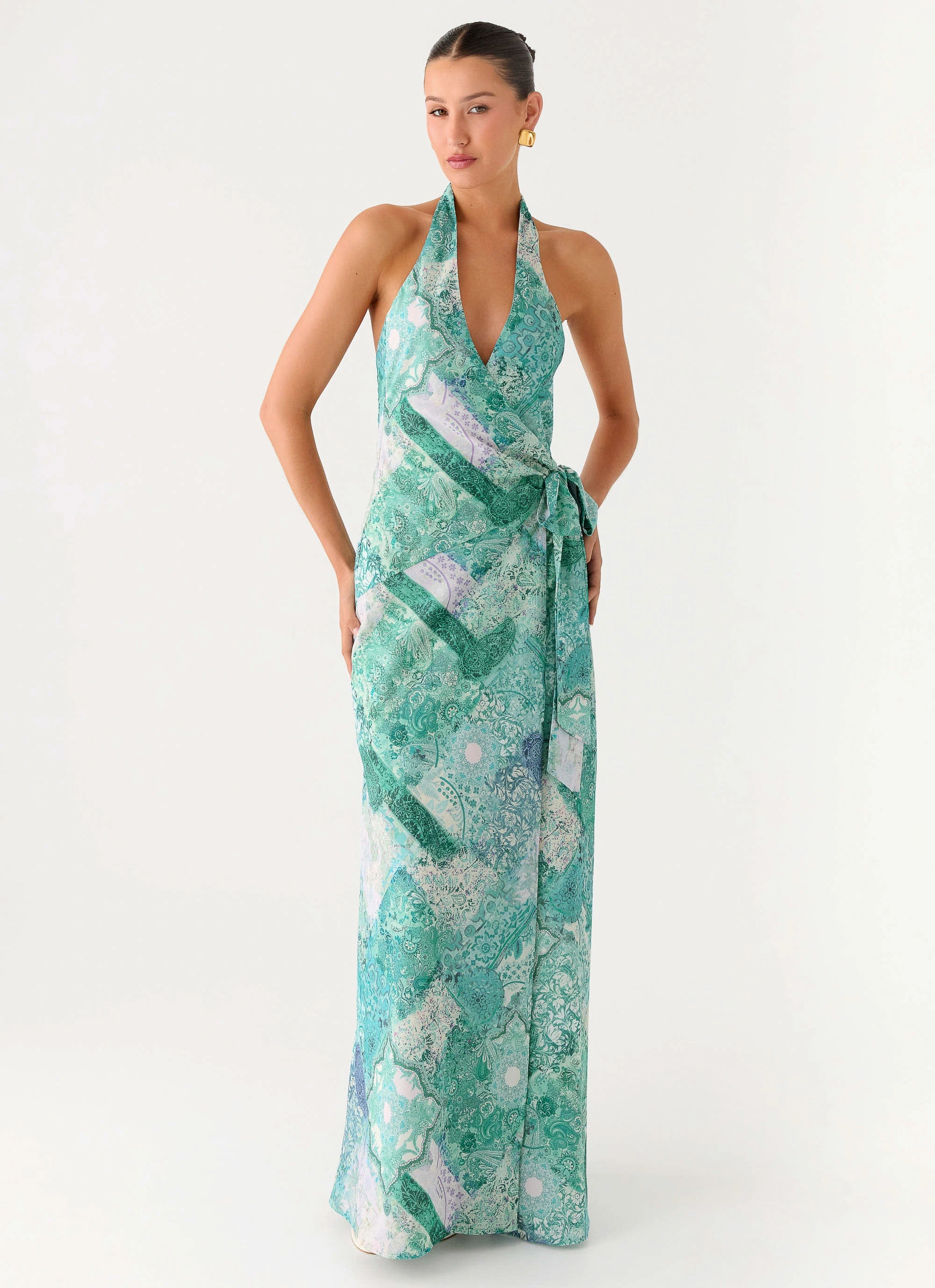 So Chic Maxi Dress - Green Paisley Air Layer