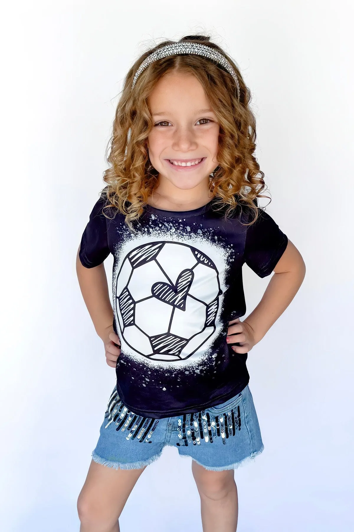 Soccer Sequin Denim Short Set