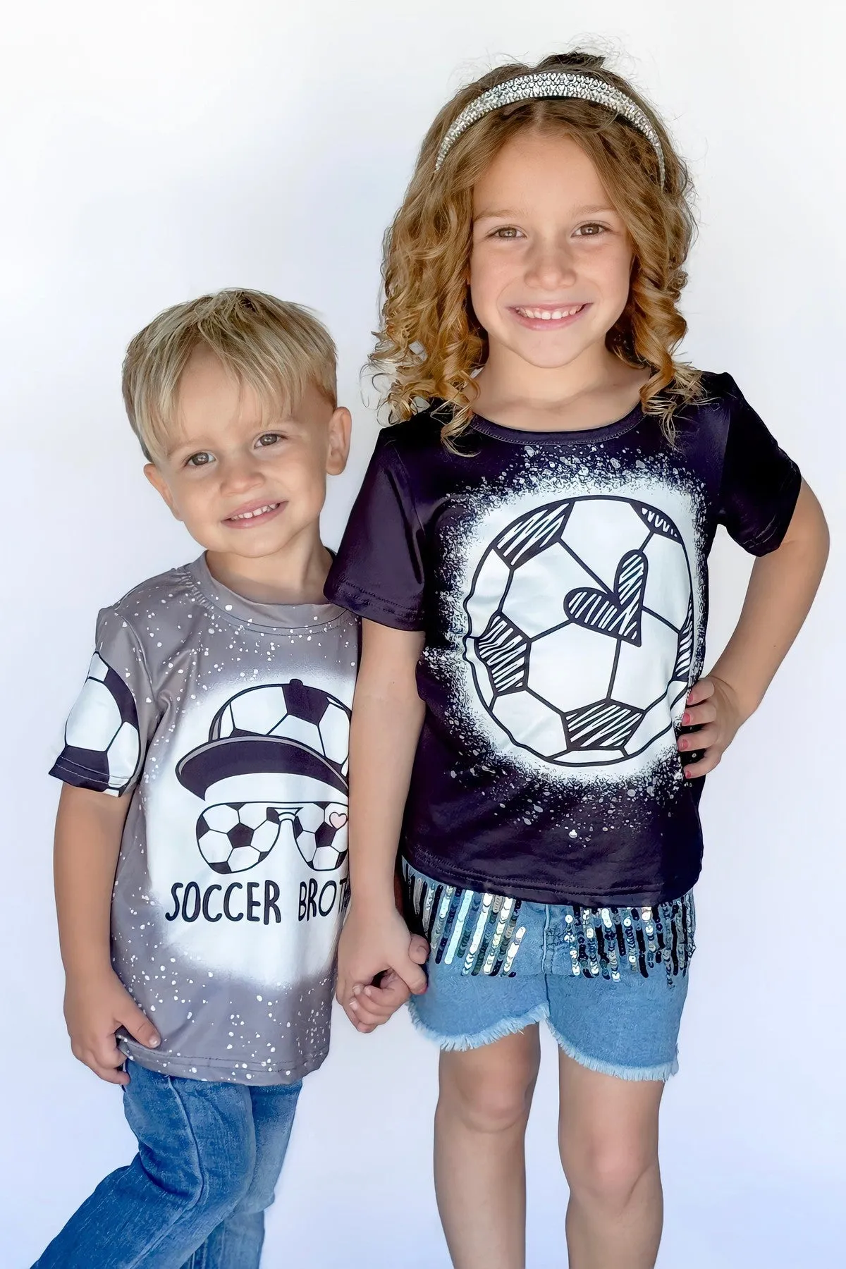 Soccer Sequin Denim Short Set
