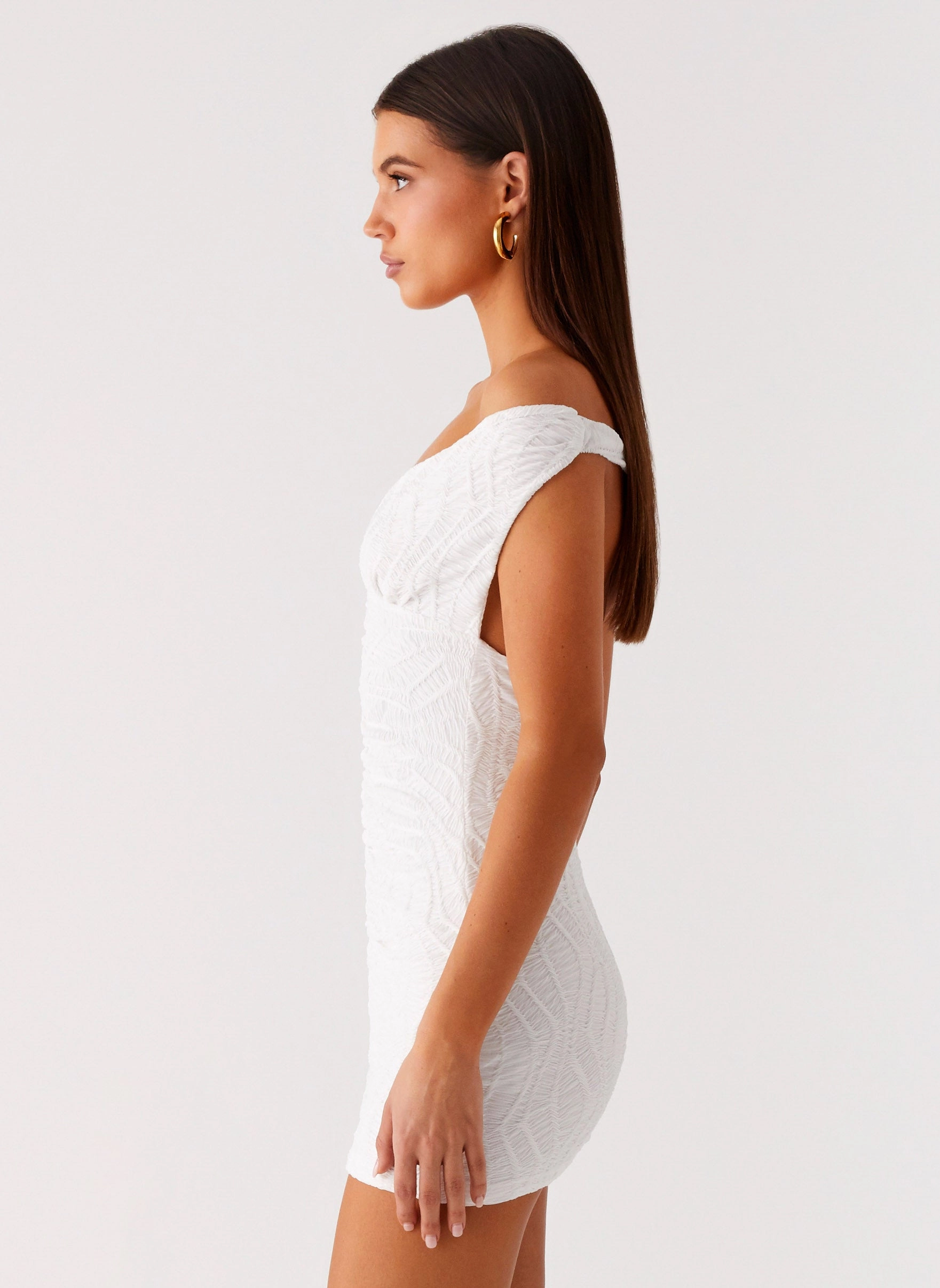 Texture Mood Urban appeal Takoda Off Shoulder Mini Dress - White