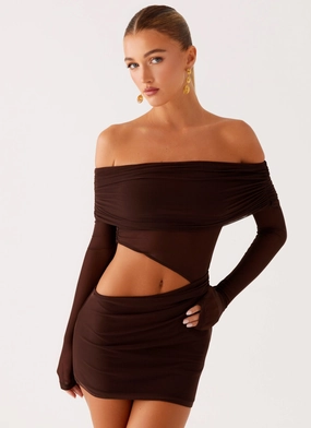 Effortless Wear Hidden Pocket Emery Mini Dress - Chocolate