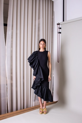Soleil Des Tropiques Dress Shirred-Detail
