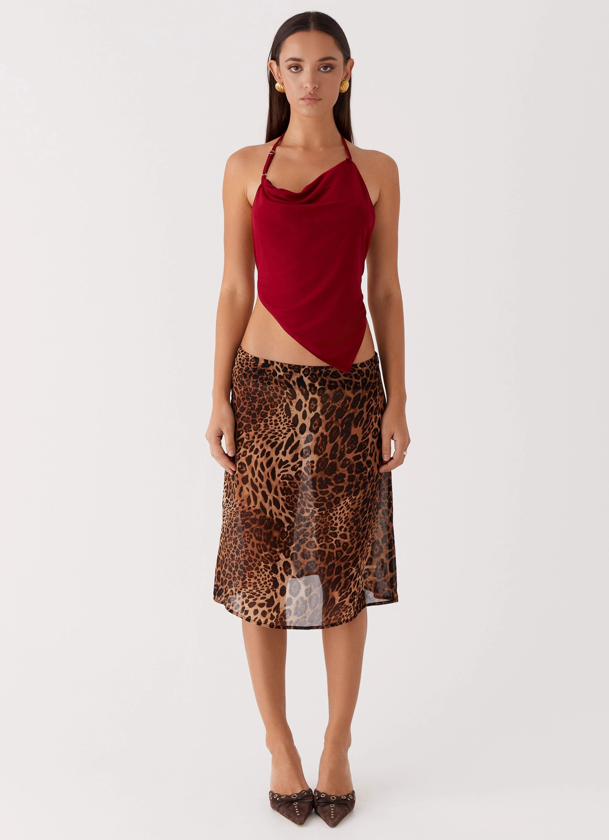 Evoke Chiffon Midi Skirt - Leopard TearResistantPanels Versatile staple