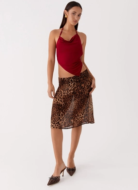 Move Easy Evoke Chiffon Midi Skirt - Leopard