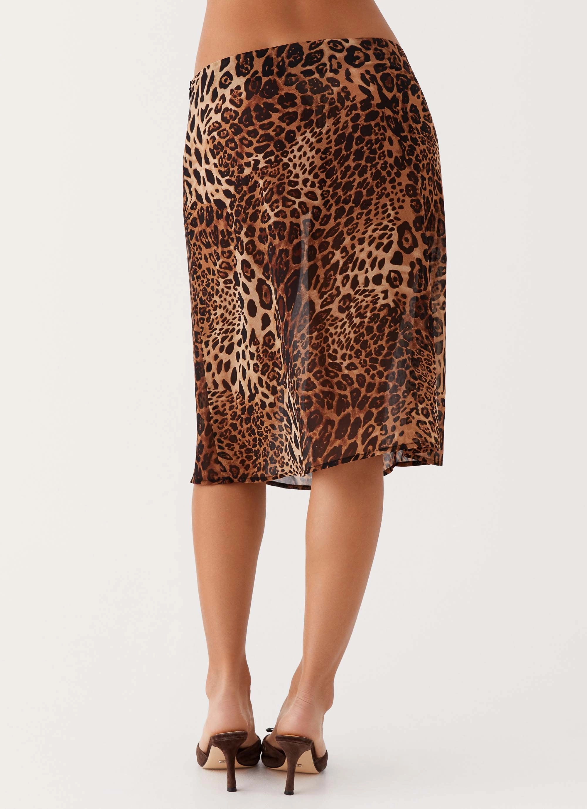Evoke Chiffon Midi Skirt - Leopard Flat Lock Seams Fast Move