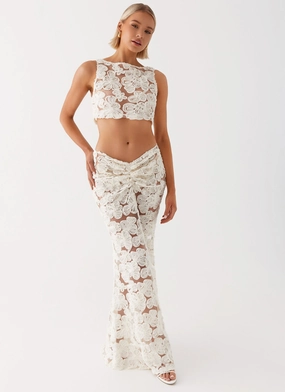 Stretch Flex Fiorella Floret Maxi Skirt - Ivory