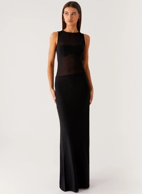 All Season Bride Friend Lyria Mesh Maxi Dress - Black