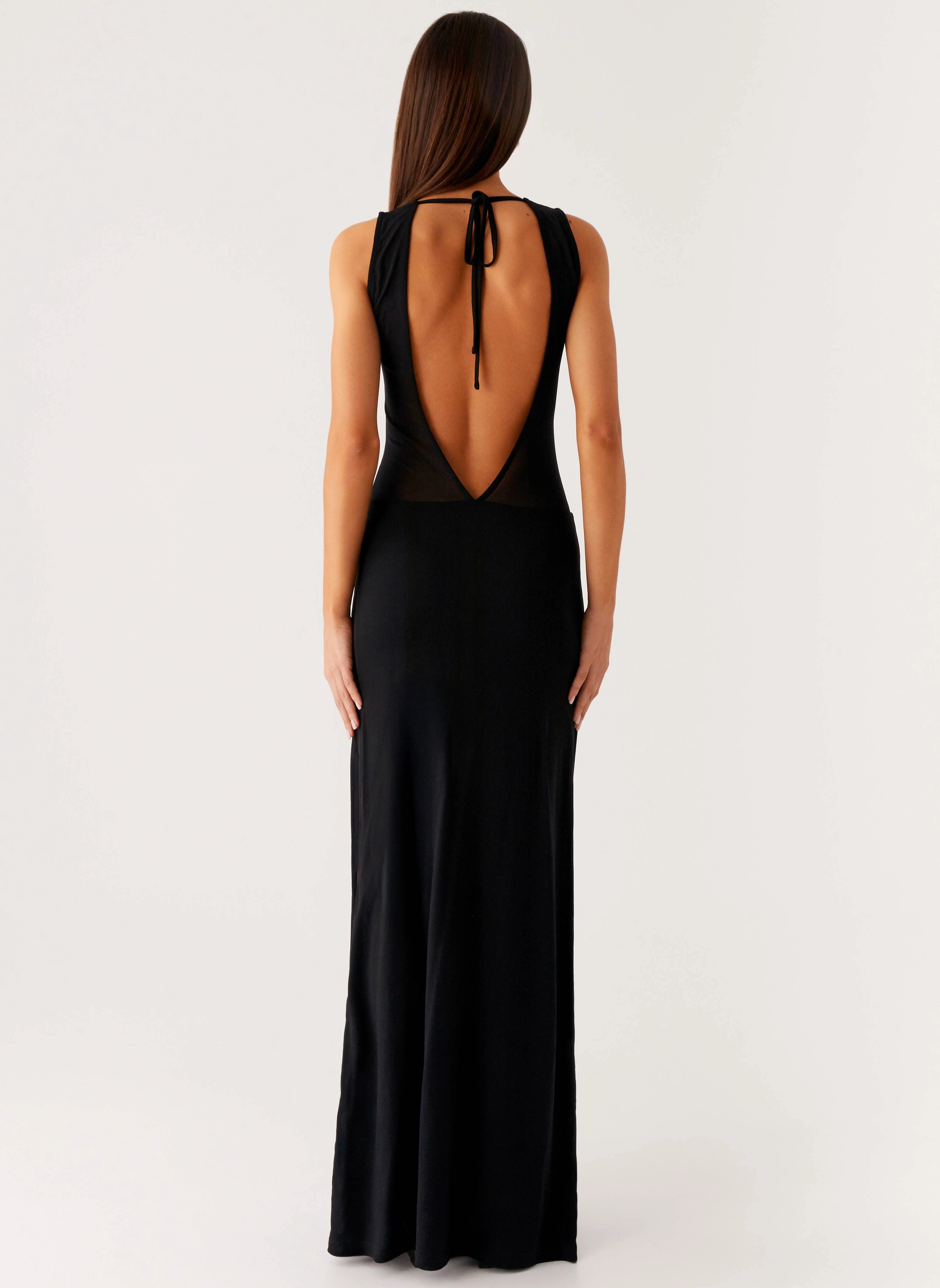 Lyria Mesh Maxi Dress - Black Lace Ease Timeless Wear
