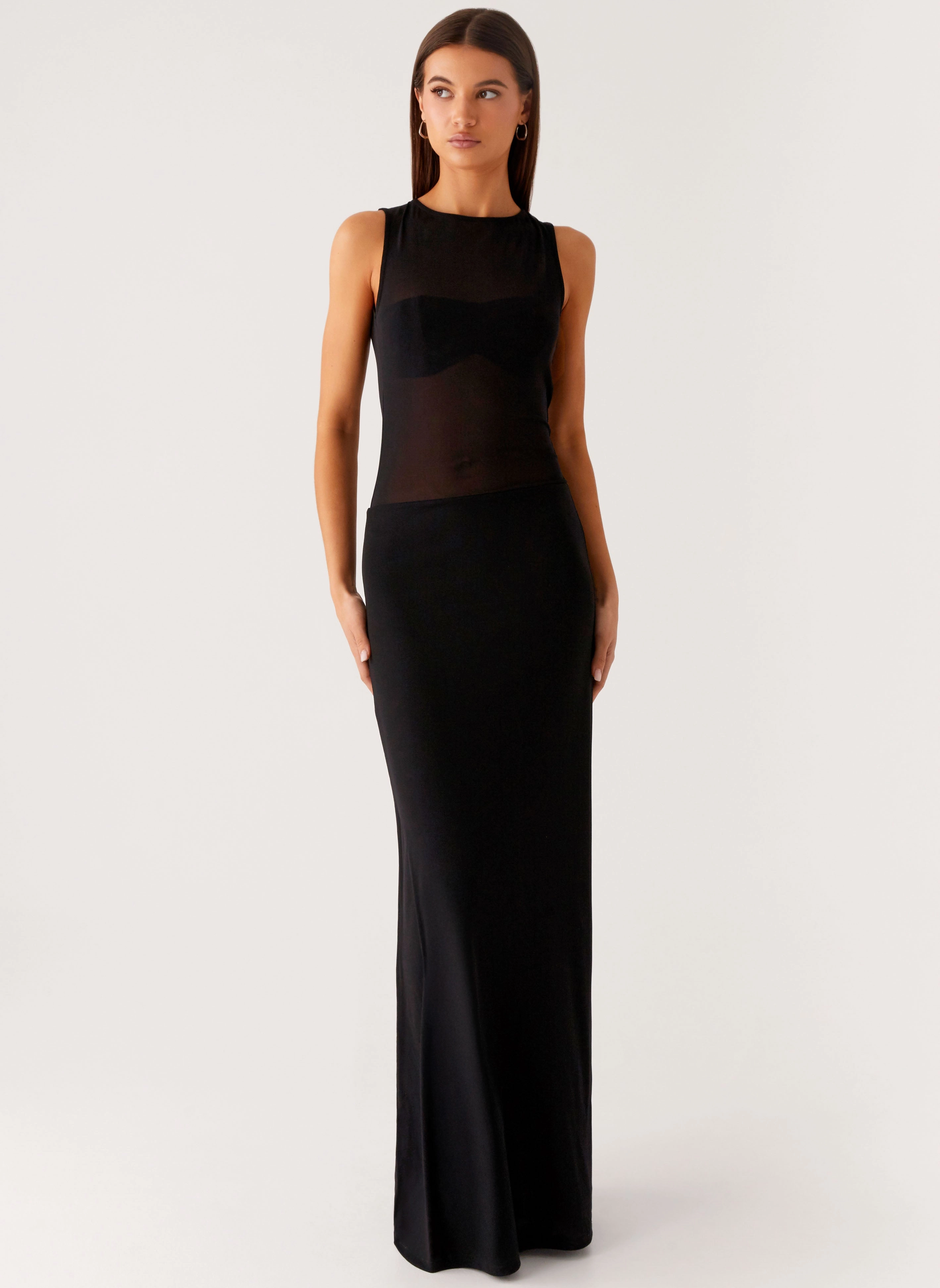 All Season Bride Friend Lyria Mesh Maxi Dress - Black
