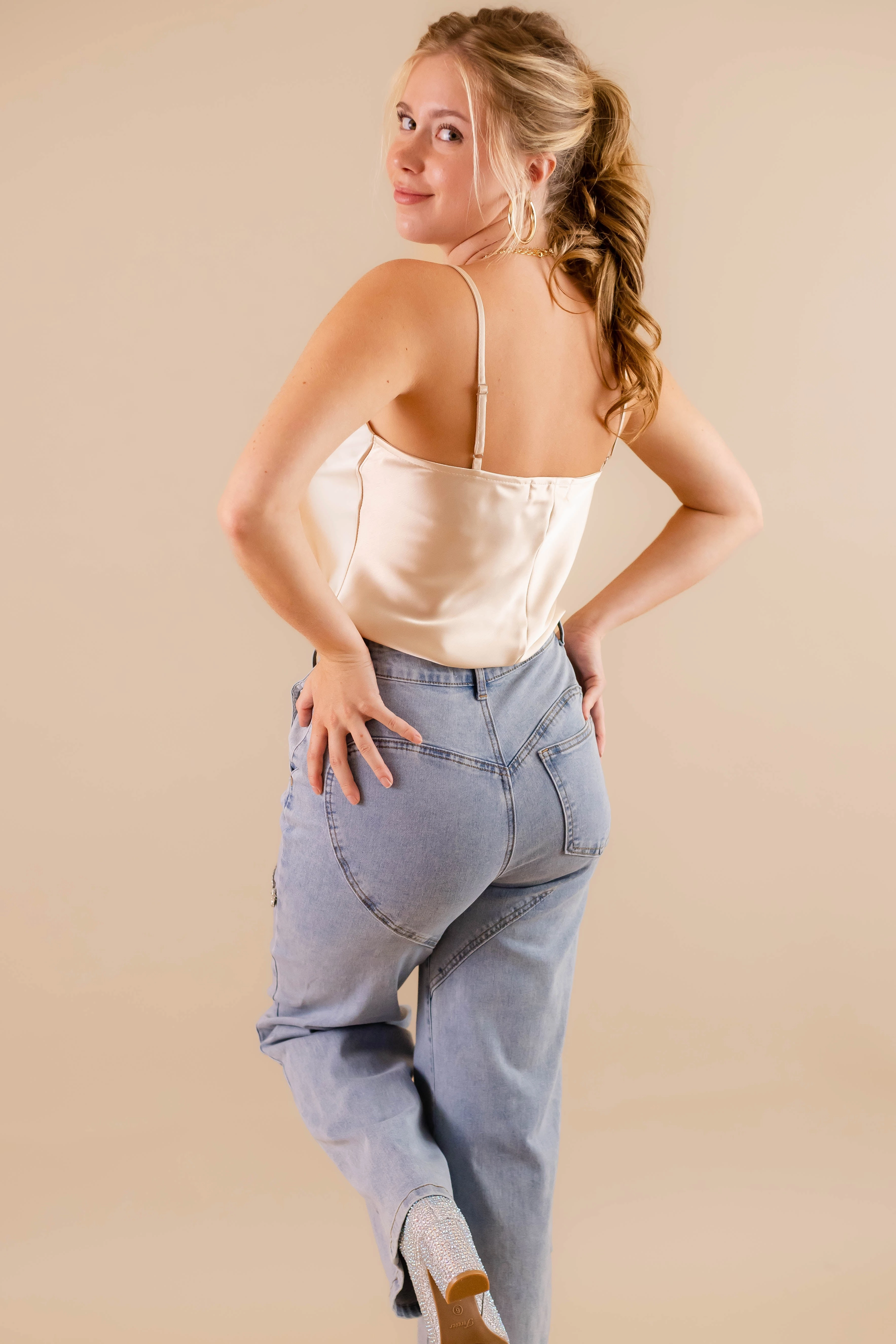 RESTOCK: Big Personality Rhinestone Denim Durable Stitching