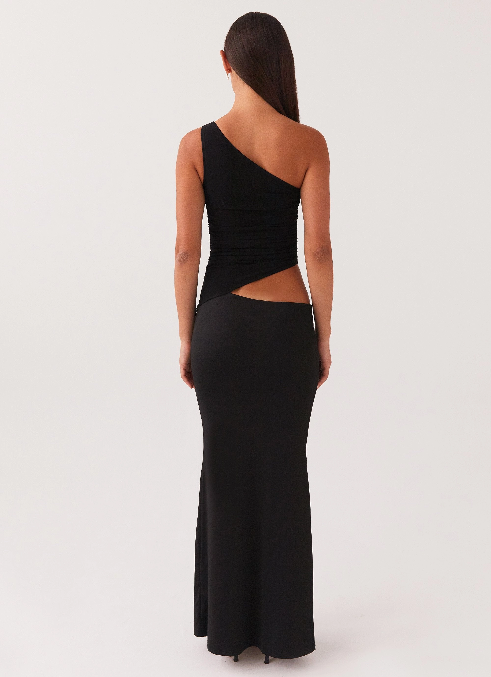 Seranella One Shoulder Maxi Dress - Black Playful Cut