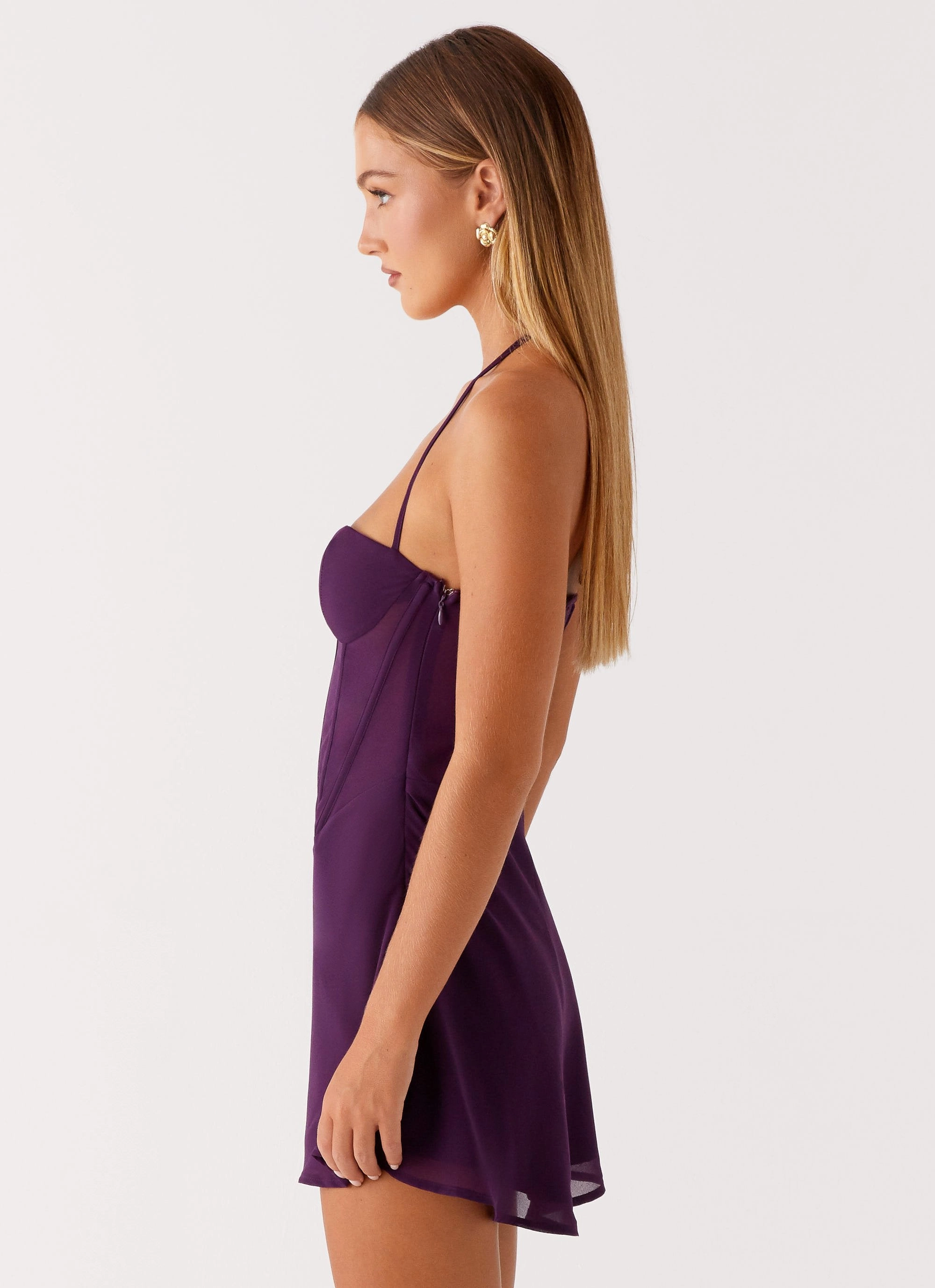Gabrietta Mini Dress - Plum Flattering Look Wear