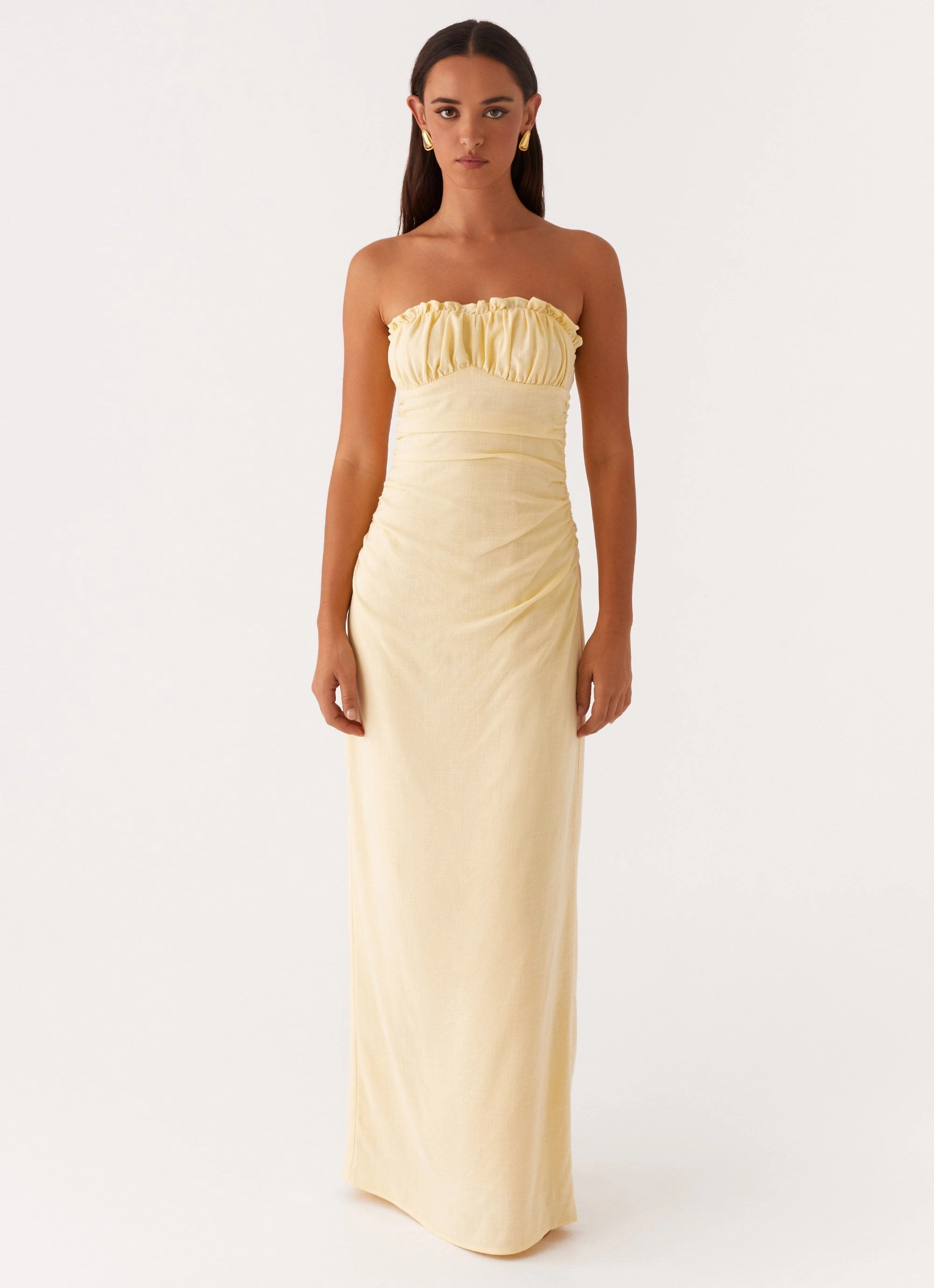 Xena Gathered Maxi Dress - Yellow Go To Wear