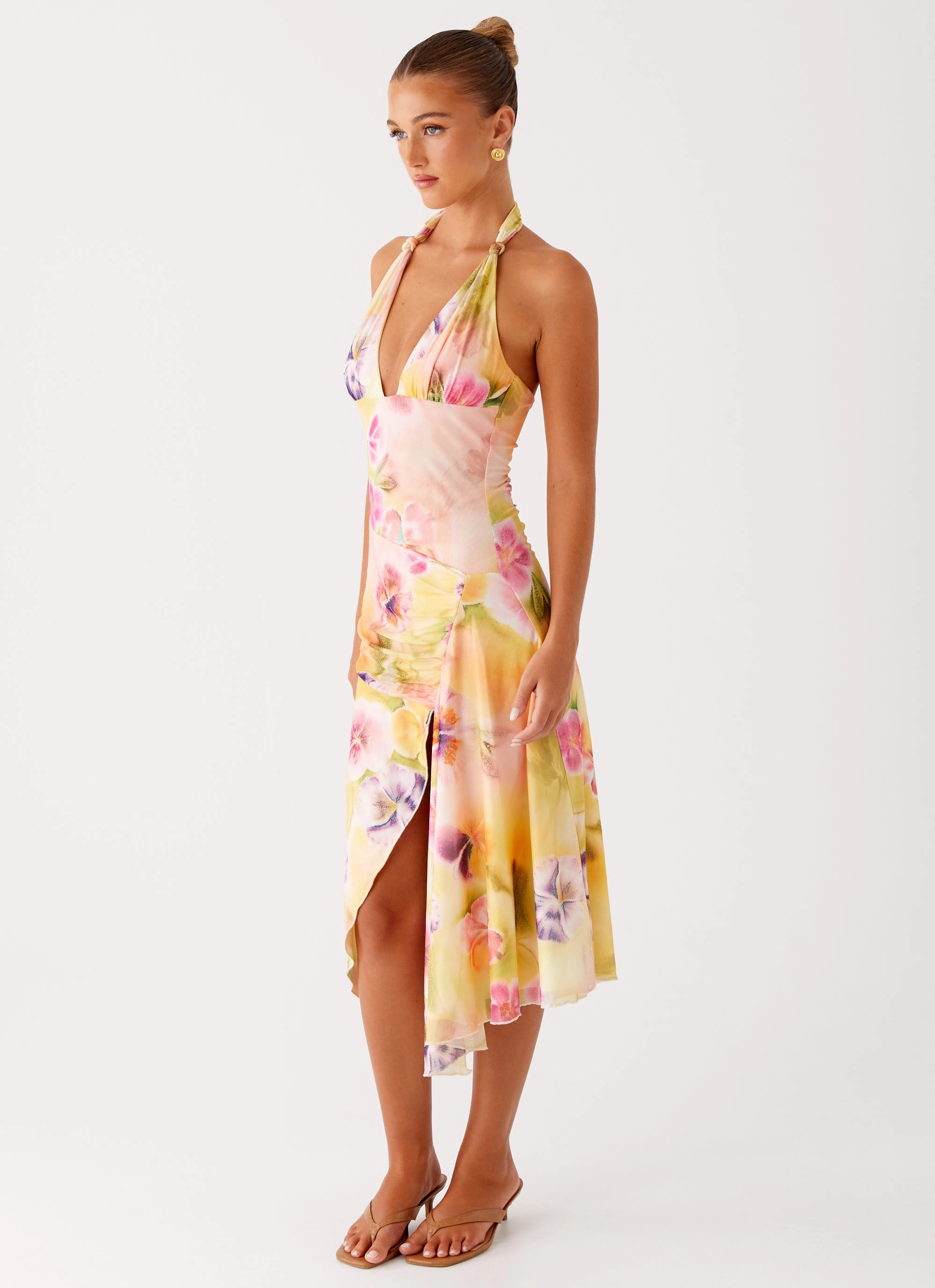 Kayce Midi Dress - Sunburst Floral Feminine Vibe Light Fabrication