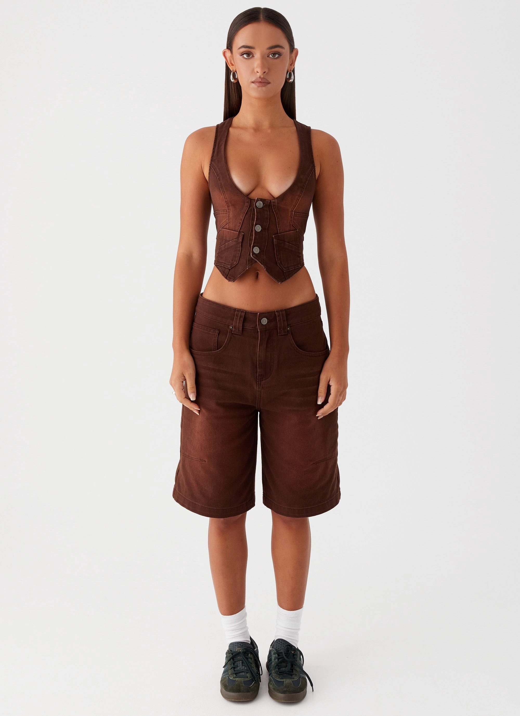 Heading South Denim Vest - Brown stain resistant coating