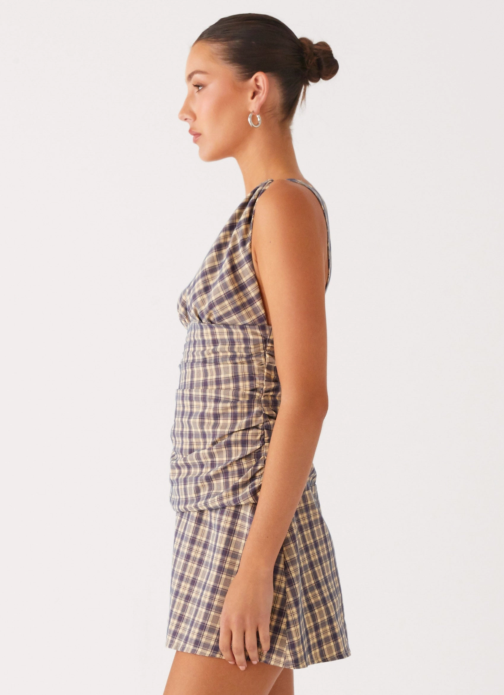 bold appearance Tablo Drop Waist Mini Dress - Check Print