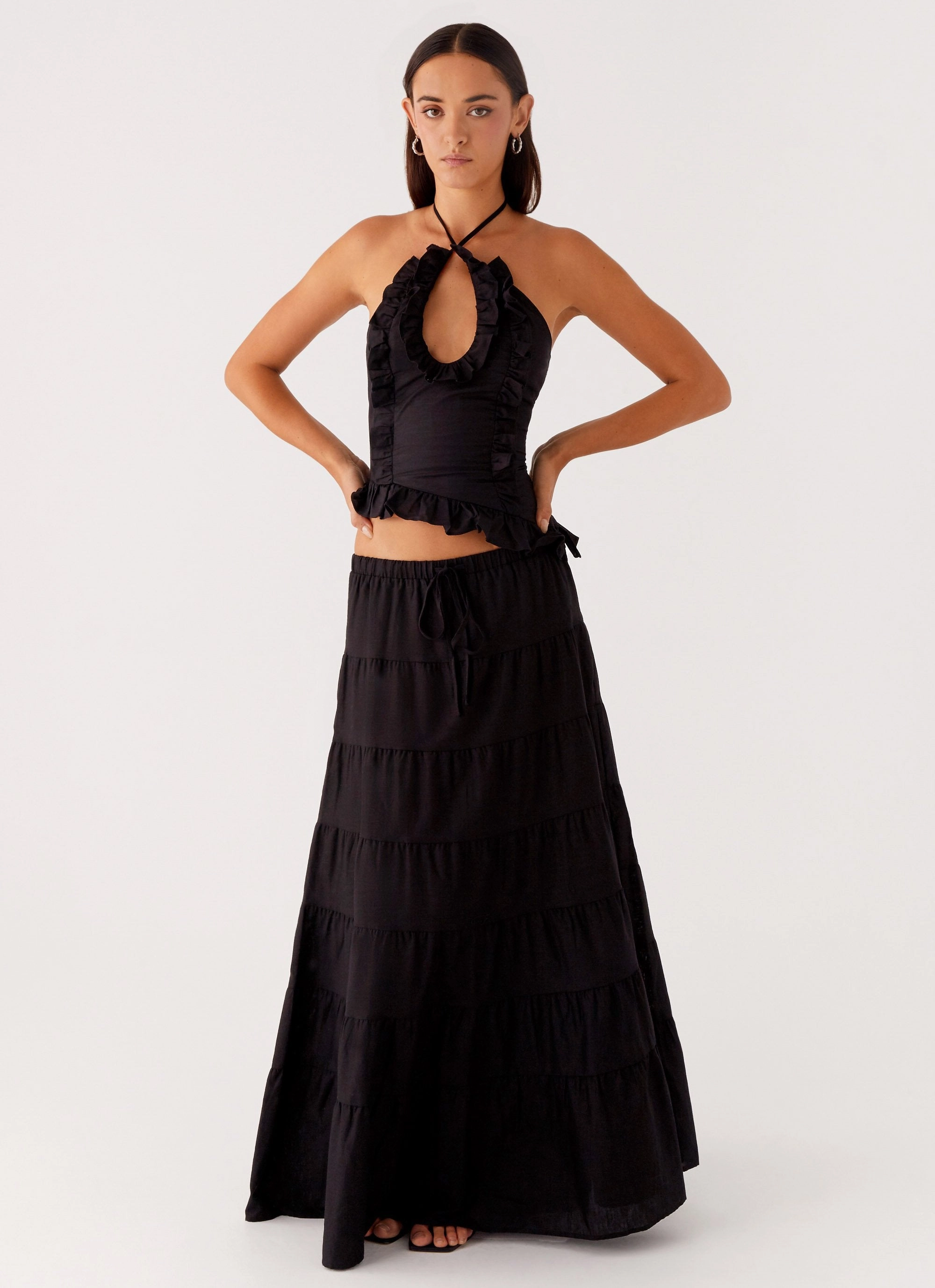 Tailored Wear Mariella Linen Maxi Skirt - Black