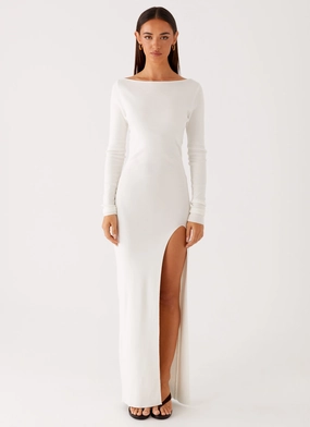 Amalfi Knit Maxi Dress - White Romantic Soft