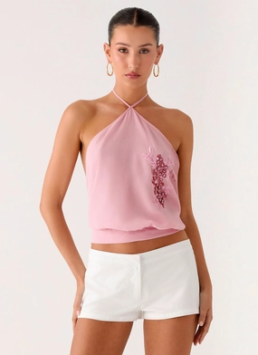 SoftInteriorLining Sweet Skies Halter Top - Pink