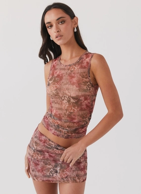 Anti Pilling Fabric BondedEdges Love Child Mesh Tank Top - Palais Floral