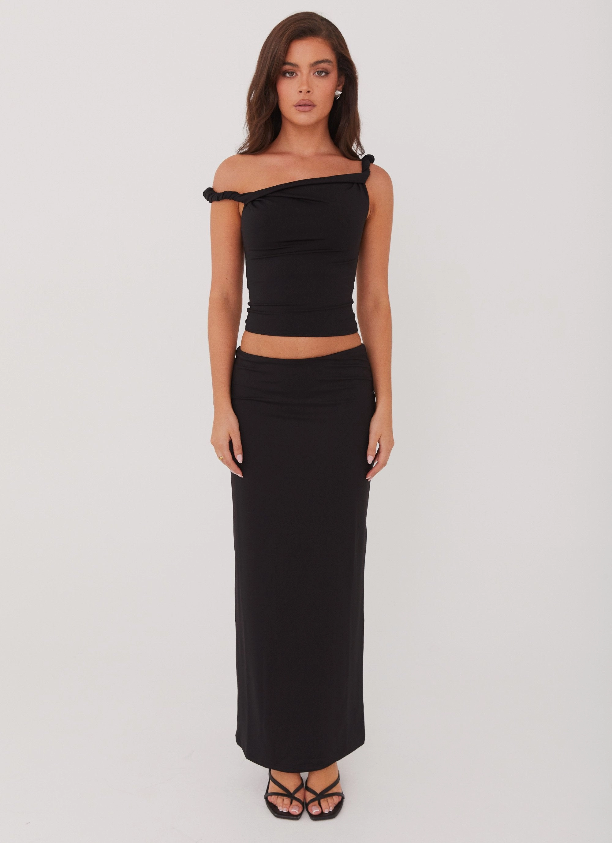Bootcut shape Street Style Solace Soul Maxi Skirt - Black